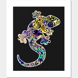 Colorful surreal psychedelic lizard king IV Posters and Art